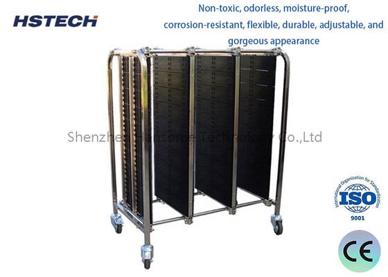 Stainless Steel Structure PCB Handling Equipment Storage Turnover Car with 4 Adjustable Bezels