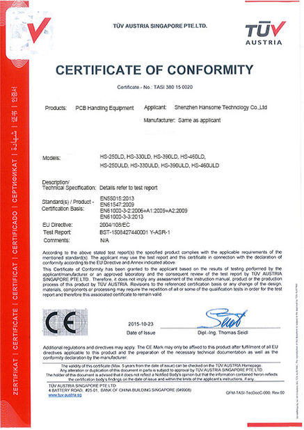 China Shenzhen Hansome Technology Co., Ltd. Certification